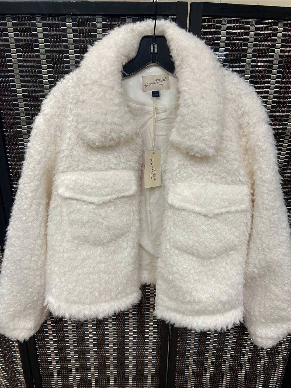 Ivory Faux Shearling Crop Jacket